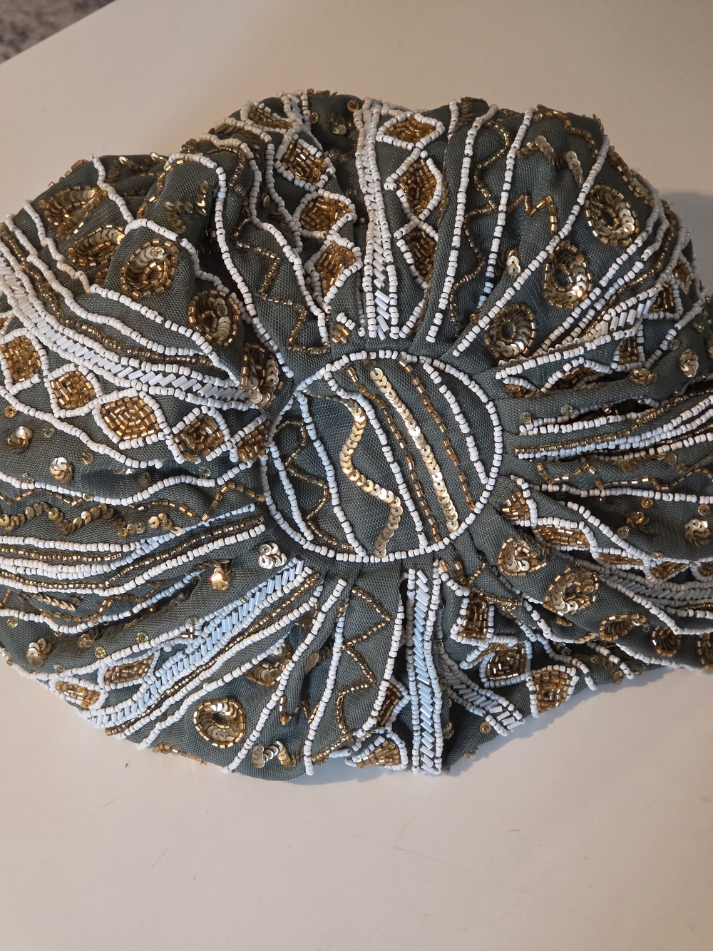 Zara Beaded Olive Green Hobo Bag - Elegant Handheld Shoulder Bag - Picture 6 of 7